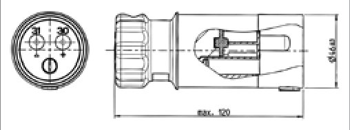 Fiche de prise (VG 96917) 2P/24V(135A) — 168 A, 50,00 mm² Erich Jaeger 251201