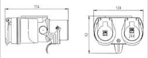 Adaptateur court avec fiche de prise 15P/24V (ISO 12098) et 2x socles de prise 7P/24V (ISO 1185 + ISO 3731) — ERICH JAEGER 311038