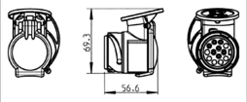 Adaptateur ultra court „Shorty“ du véhicule (13P/12V) vers remorque (7P/12V) — ERICH JAEGER, emballage individuel carton 311069