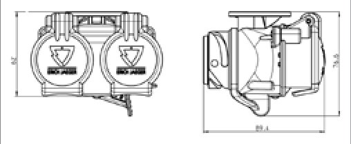 Adaptateur court „UK“ du véhicule (13P/12V) vers remorque (2x 7P/12V) Erich Jaeger 311151