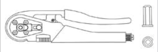 Pince manuelle à sertir pour sertissage à 4 encoches avec douille de butée spécifique pour contacts mâles / femelles: 3P/6-24V (DIN 9680) Erich Jaeger 361059