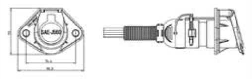 Socle de prise (SAE J560 Primary, ABS) 7P/12V 100% étanche «WeatherLock™» — 0,42 m Erich Jaeger 501152