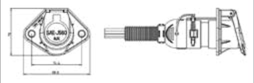 Socle de prise (SAE J560 Auxiliary) 7P/12V 100% étanche «WeatherLock™» — 1,25 m Erich Jaeger 501158