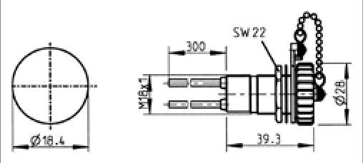 Socle de prise (ISO 4165) avec 2x fils 2,5mm² de 300mm 2P/6-24V(16A) (Baladeuse-) Erich Jaeger 551024