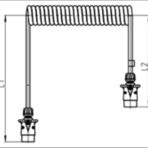 Câble spiralé (ISO 1724 – Type N) 7P/12V — L1 = 1250mm | L2 = 250mm Erich Jaeger 601069