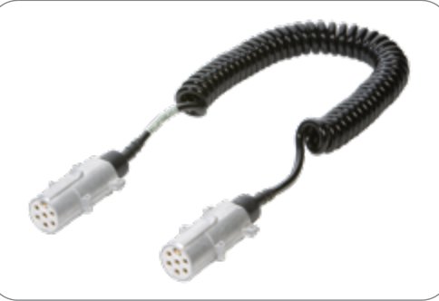 Cordon spiralé 7P/24V (ISO 3731 – Type S) — Zone de connection jointée étanche, Sans conditionnement Erich Jaeger 611023