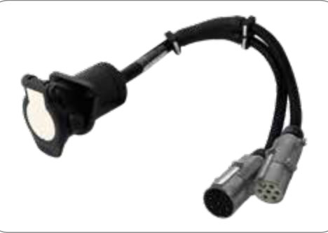Câble Adaptateur avec 2x fiches de prise 7P/24V (ISO 1185 + ISO 3731) et socle de prise 15P/24V (ISO 12098) Erich Jaeger 711058