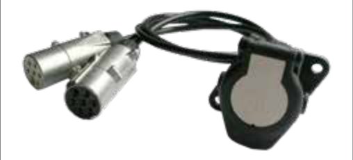 Câble Adaptateur avec 2x fiches de prise 7P/24V (ISO 1185 + ISO 3731) et socle de prise 15P/24V (ISO 12098) Erich Jaeger 711063