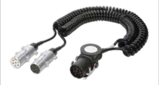 Cordon Adaptateur avec fiche de prise 15P/24V (ISO 12098) et 2x fiches de prise 7P/24V en aluminium (ISO 1185 + ISO 3731) — Sans conditionnement Erich Jaeger 711209