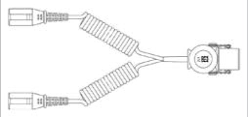 Cordon Adaptateur avec fiche de prise 15P/24V (ISO 12098) et 2x fiches de prise 7P/24V en aluminium (ISO 1185 + ISO 3731) — Sans conditionnement Erich Jaeger 711209