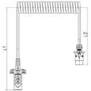 Cordon Adaptateur avec fiche de prise 7P/12V (ISO 1724) et fiche de prise 7P/12V (SAE J560) — L1 = 250mm | L2 = 250mm Erich Jaeger 711247