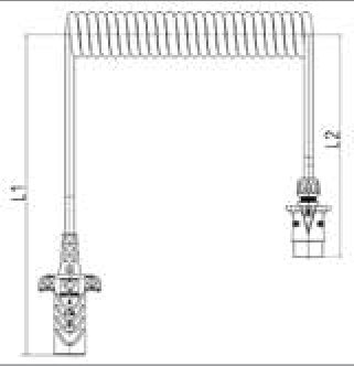 Cordon Adaptateur avec fiche de prise 7P/12V (ISO 1724) et fiche de prise 7P/12V (SAE J560) — L1 = 1250mm | L2 = 250mm Erich Jaeger 711248