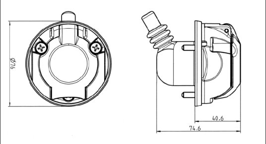 Socle prise 7 pôles 12V étanche ISO 1724 Erich Jaeger 101371
