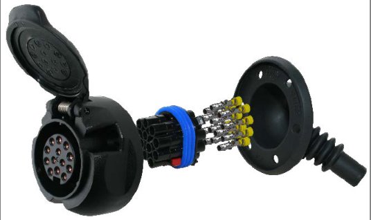 Socle prise 13 pôles 12V étanche ISO 11446 Erich Jaeger 121314