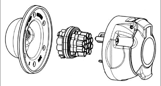 Socle prise 13 pôles 12V étanche ISO 11446 Erich Jaeger 121314