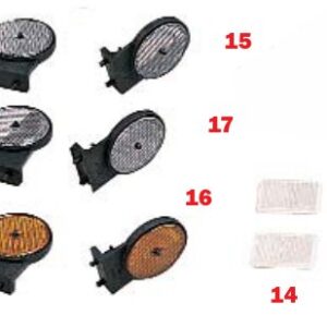 Catadioptre ambre rond/support plat — avec rivets pour PM300/CH 450/750 Erdé 09191086