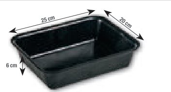 Cm 25 20 cm Bac de rangement, plastique, noir, emballage en vrac (5 pièces). 6 cm Fristom KUWETA WARSZTATOWA