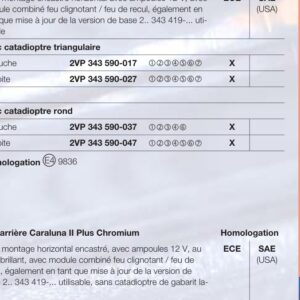 Feu arrière Caraluna II Chromium avec catadioptre rond droit Hella 2VP 341 419-087