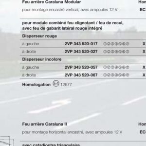 Feu arrière Caraluna II avec catadioptre rond gauche Hella 2VP 341 419-137
