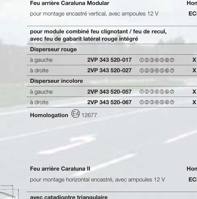 Feu arrière Caraluna II avec catadioptre rond gauche Hella 2VP 341 419-137