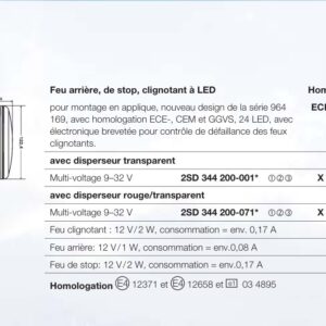 Feu arrière, stop, clignotant LED Hella 2SD 344 200-001