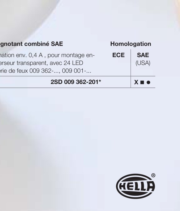 Feu arrière, stop, clignotant Hella 2SD 009 362-201