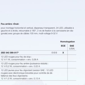 Feu arrière, stop, clignotant LED Hella 2SD 343 390-407