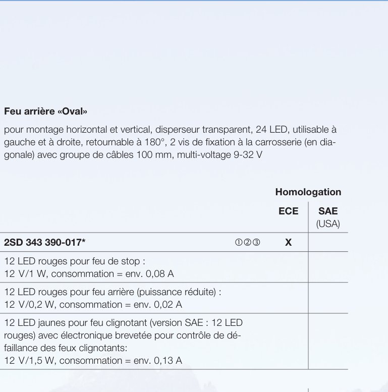Feu arrière, stop, clignotant LED Hella 2SD 343 390-407