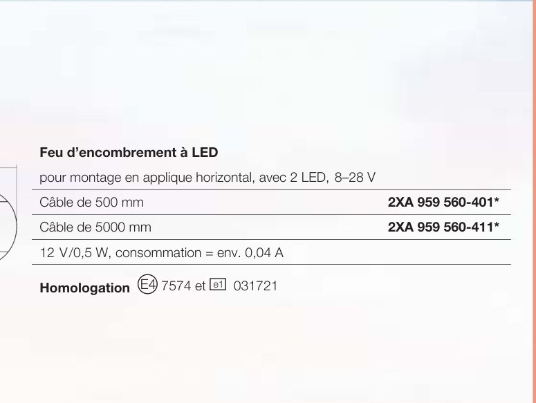 Feu d’encombrement à LED Hella 2XA 959 560-401
