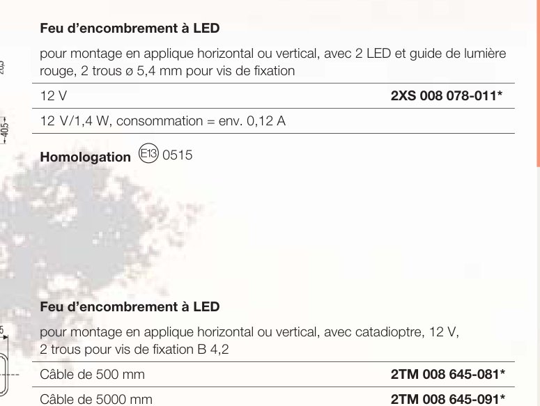 Feu d’encombrement à LED Hella 2XS 008 078-011