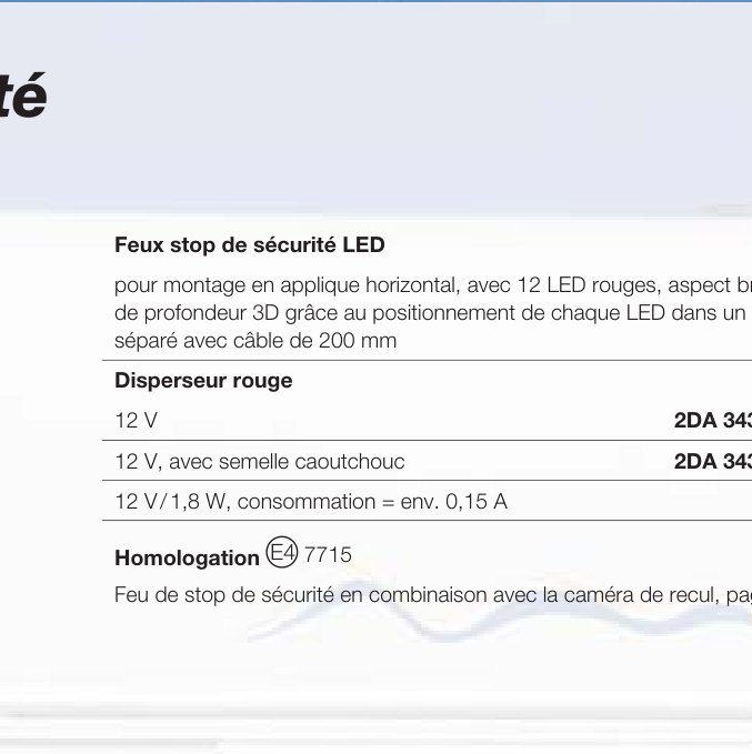 Feu stop de sécurité LED Hella 2DA 343 106-007