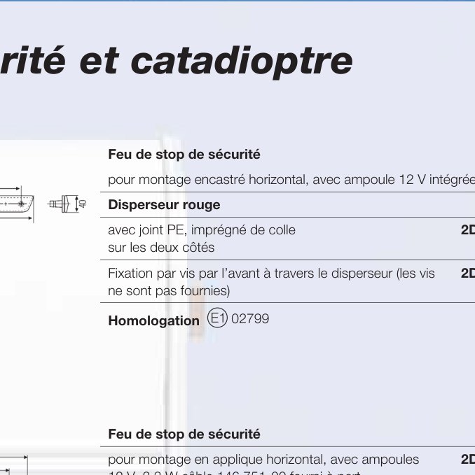 Feu stop de sécurité encastré Hella 2DA 008 136-027