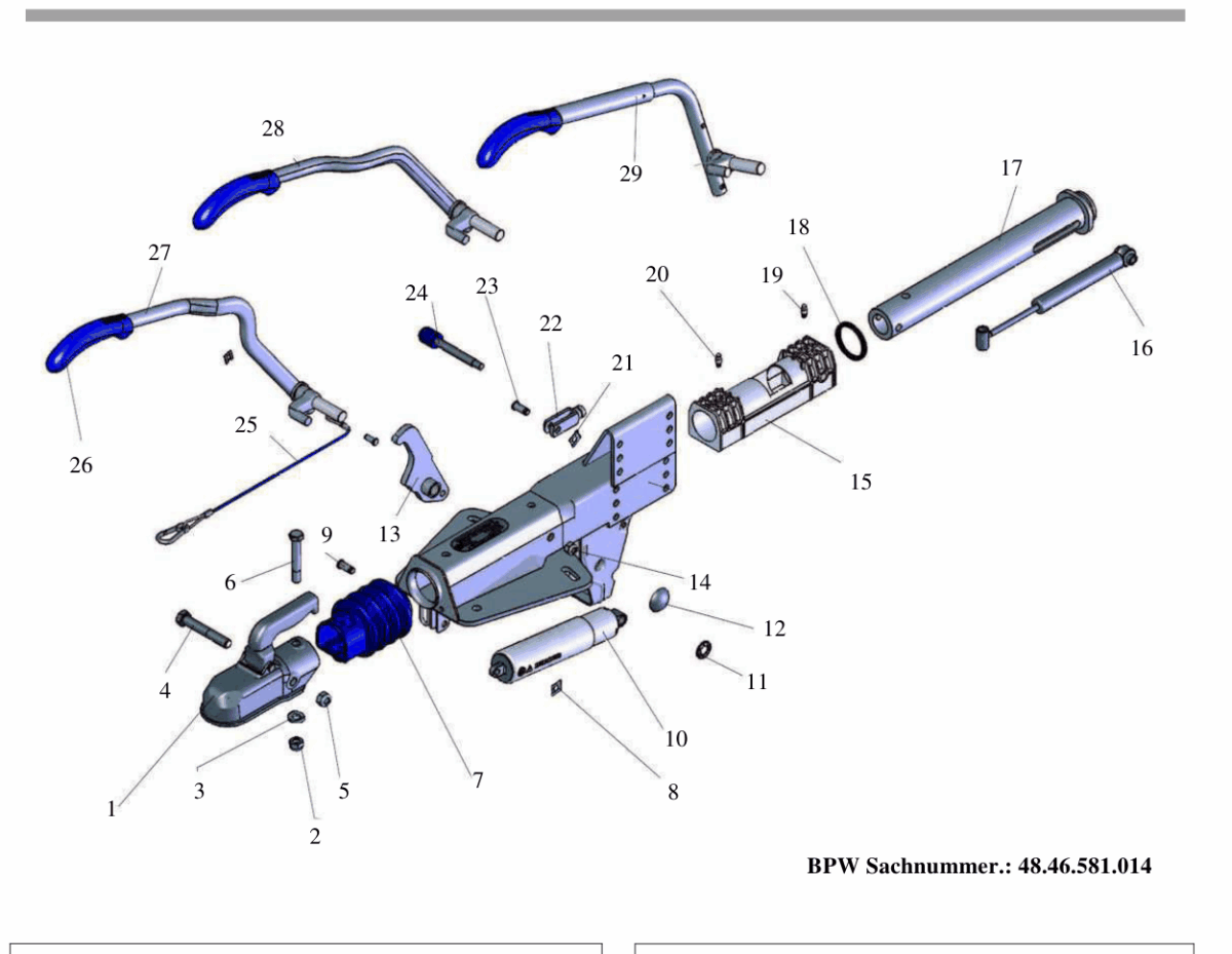 Vue éclatée Commande de freinage BPW ZAF 3,0-3 Humbaur Ausf.