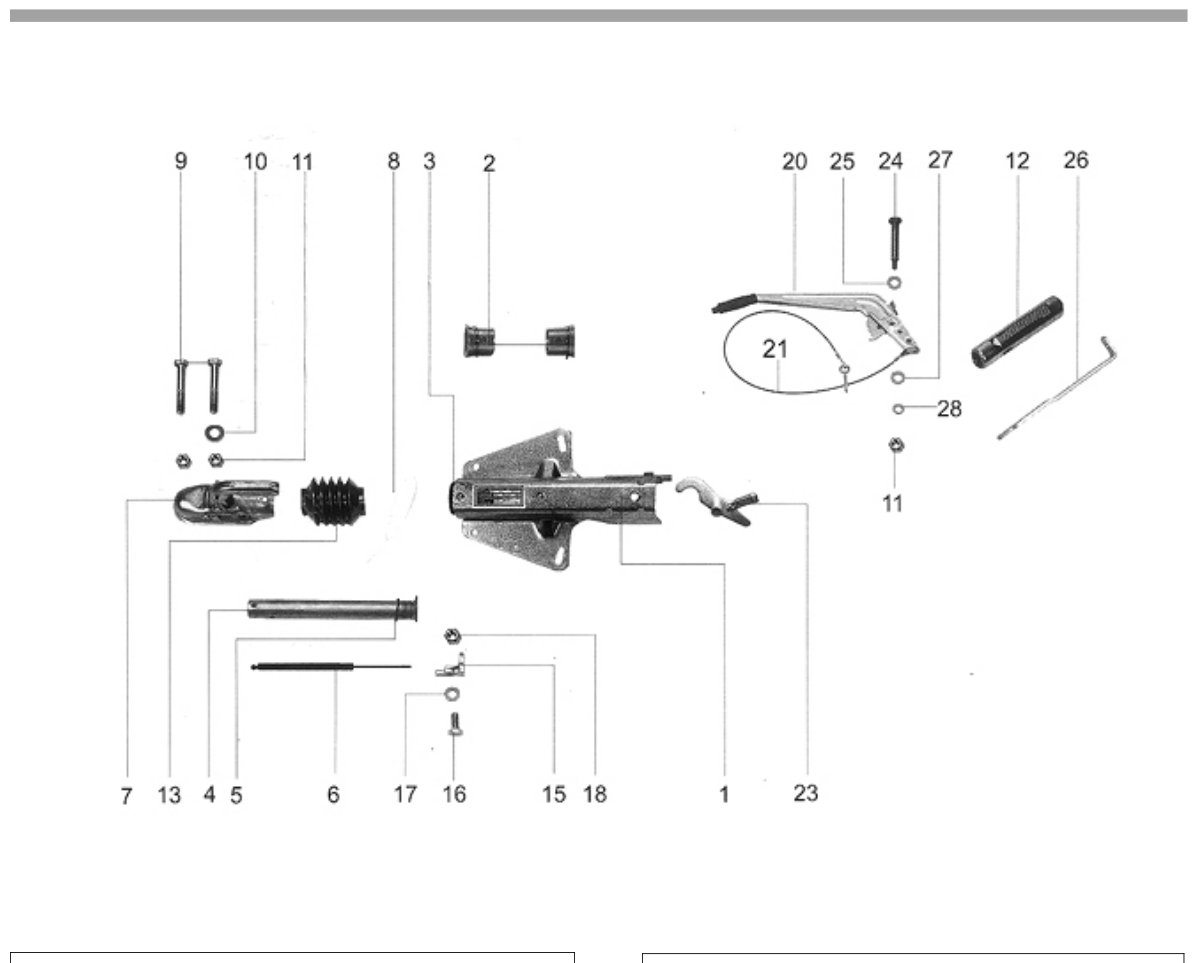 Vue éclatée Commande de freinage Knott KF 13-C Handbremshebel HF
