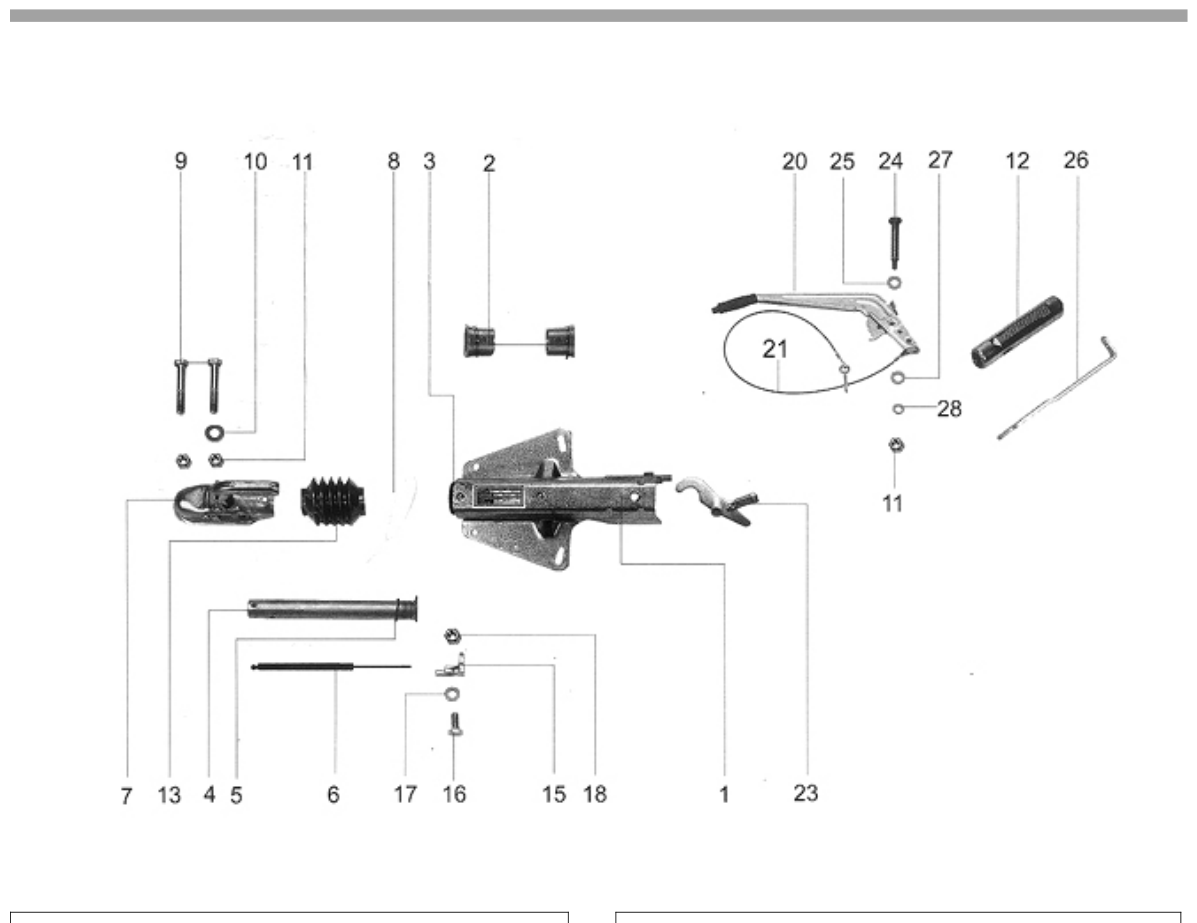 Vue éclatée Commande de freinage Knott KF 20-A Handbremshebel HF