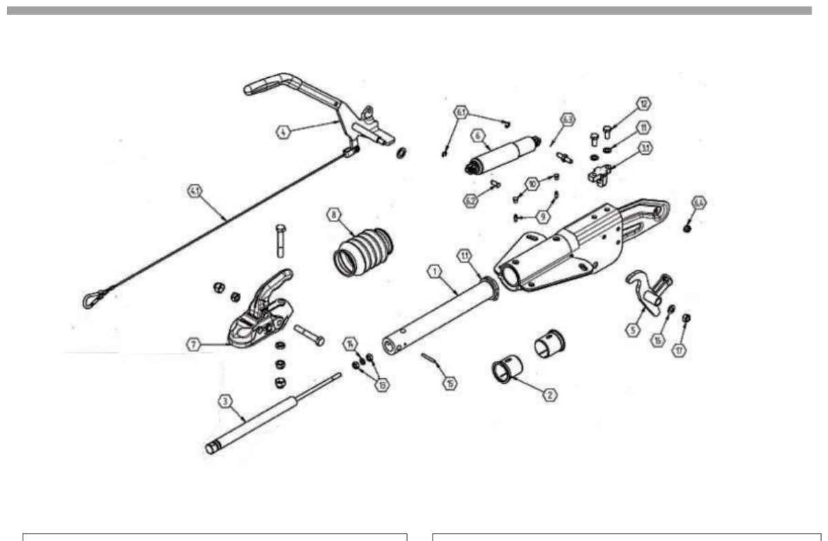 Vue éclatée Commande de freinage Knott KF 30-E Handbremshebel GF