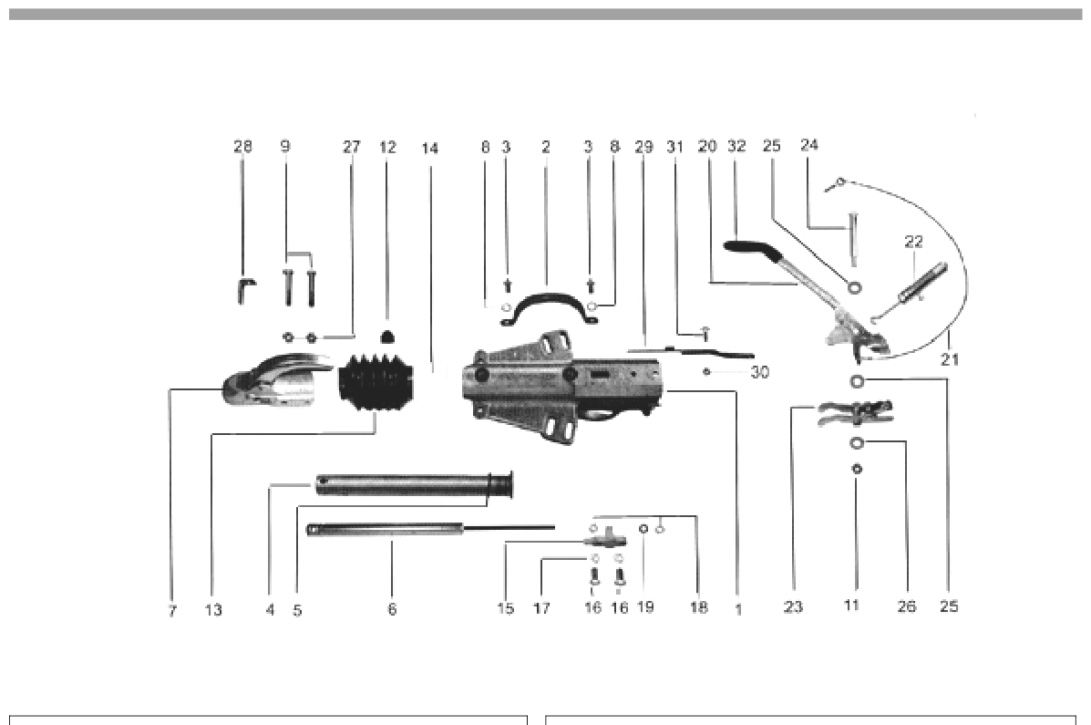 Vue éclatée Commande de freinage Knott KFG30-A Handbremshebel KH