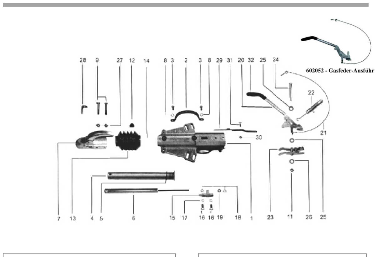 Vue éclatée Commande de freinage Knott KFG 35-D Handbremshebel KH