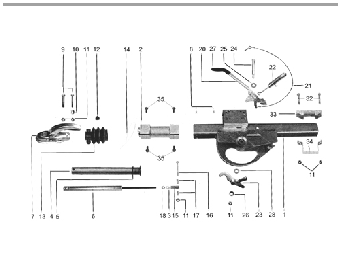Vue éclatée Commande de freinage Knott KV 13-C Handbremshebel KH