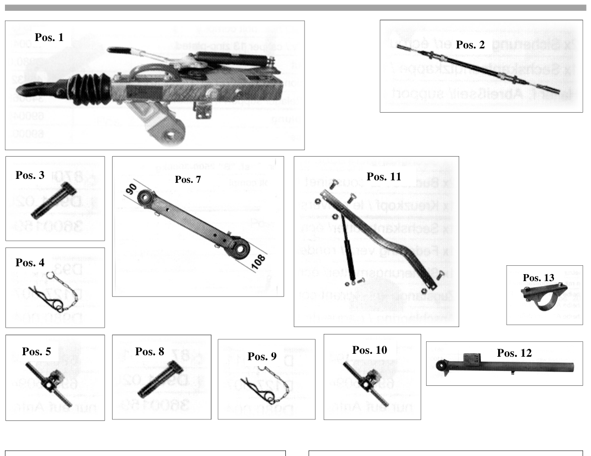 Vue éclatée Commande de freinage Knott KR 35 HV-B Handbremshebel Gasfeder