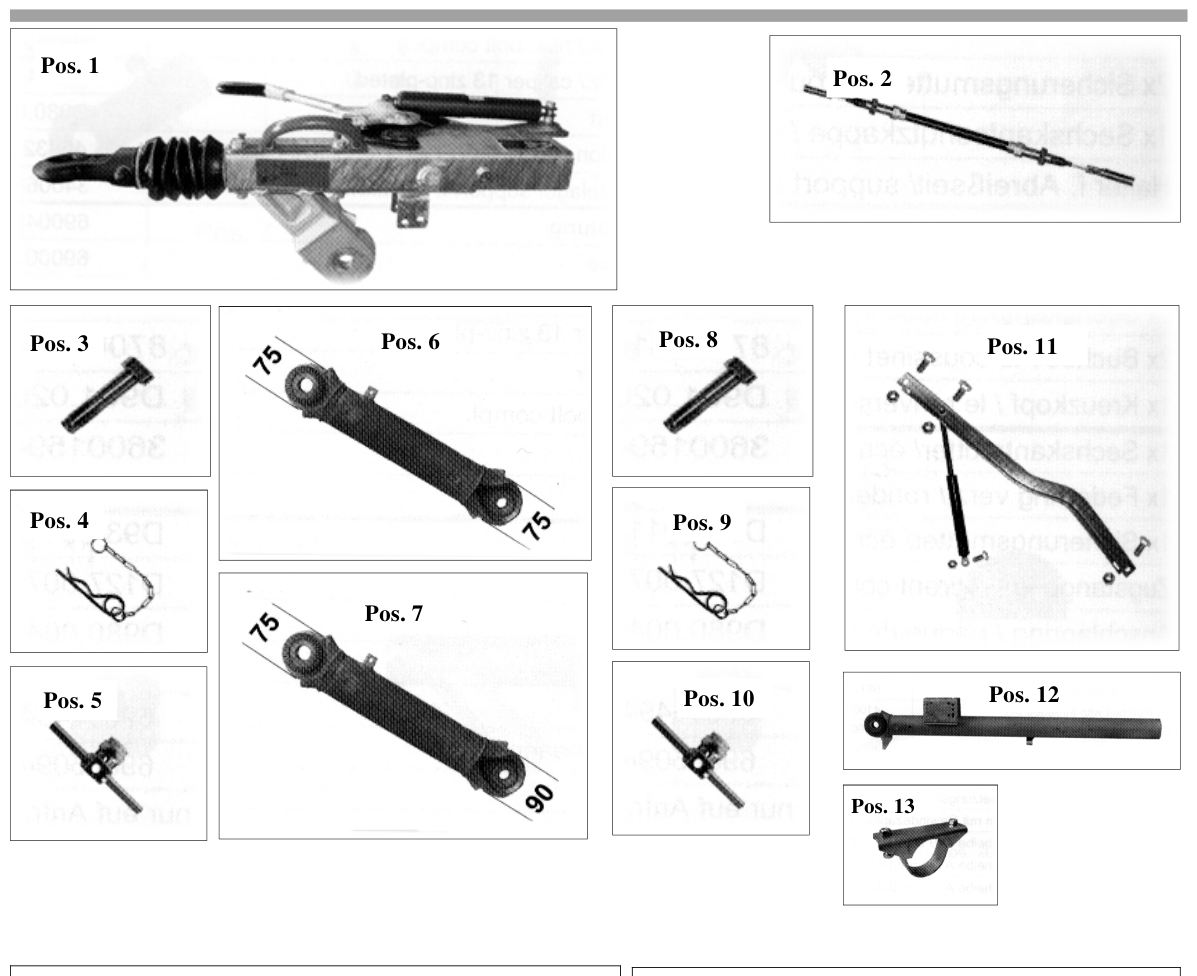 Vue éclatée Commande de freinage Knott KV 13 HV-B Handbremshebel Gasfeder