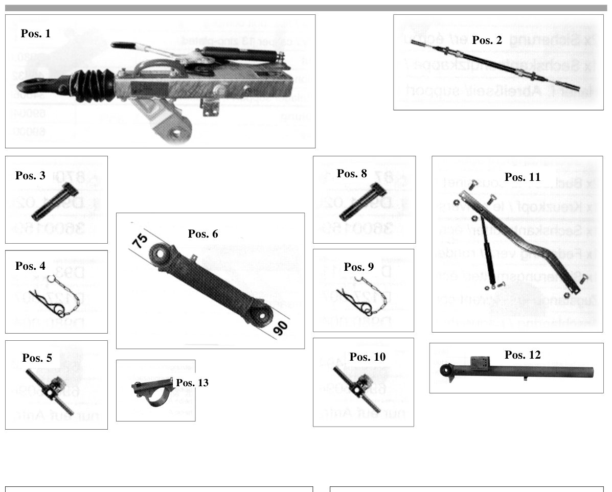 Vue éclatée Commande de freinage Knott KV 20 HV-B Handbremshebel Gasfeder
