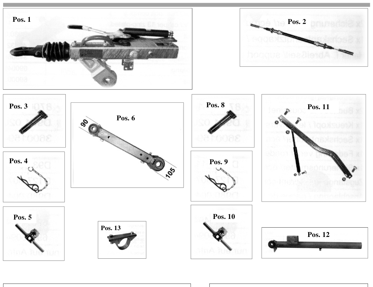 Vue éclatée Commande de freinage Knott KV 30 HV-A/B Handbremshebel Gasfeder