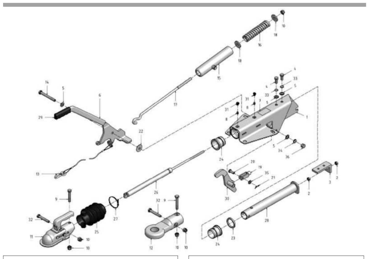Vue éclatée Commande de freinage Schlegl SFV 10 A