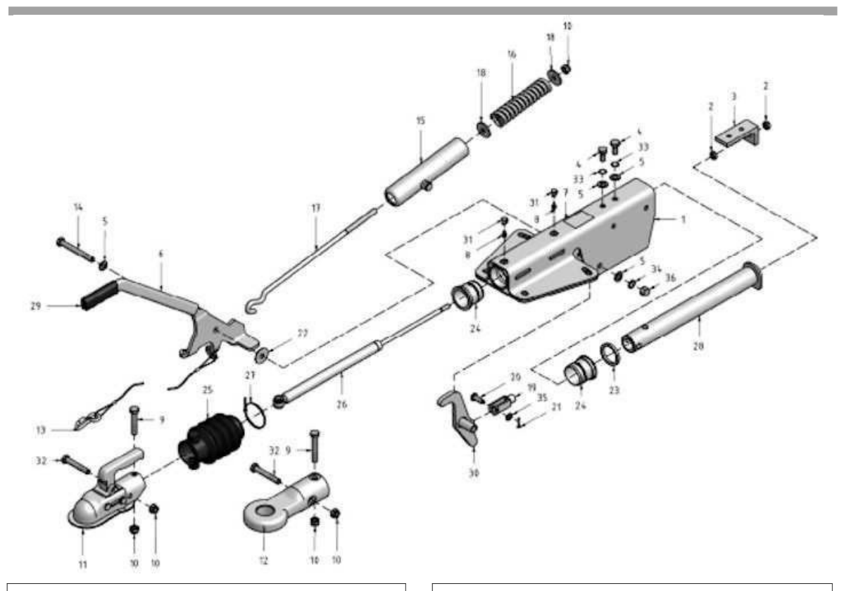 Vue éclatée Commande de freinage Schlegl SFV 20 A