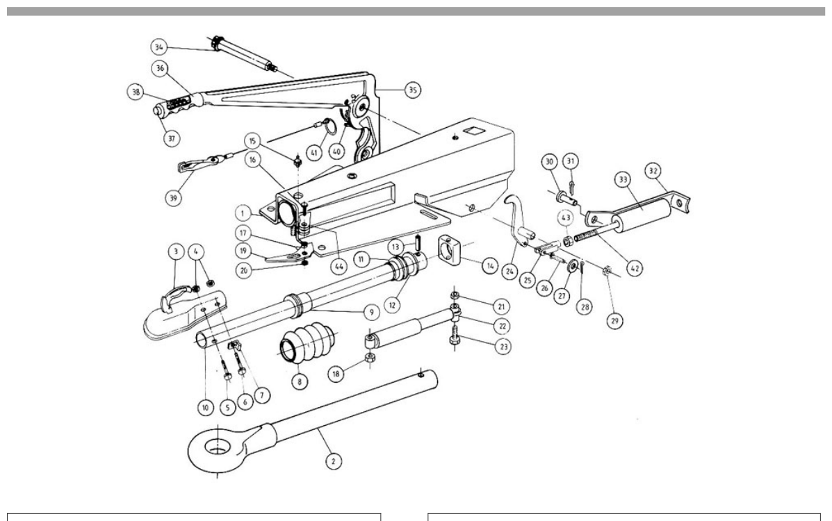 Vue éclatée Commande de freinage AL-KO 250 S bis 12/1988
