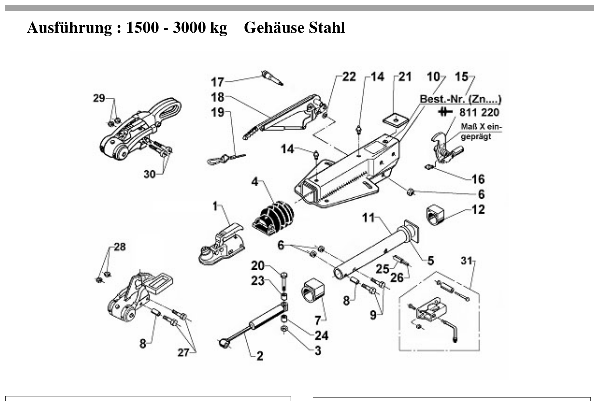 Vue éclatée Commande de freinage AL-KO 251 G ETI-Nr. 811220 ab 1997