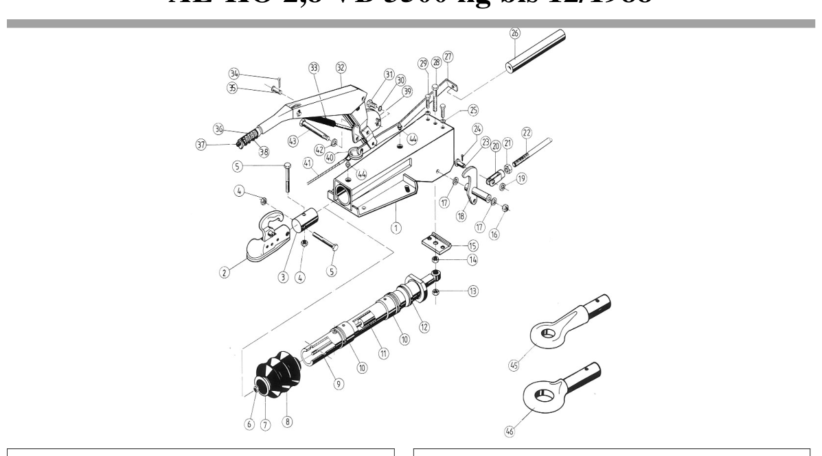 Vue éclatée Commande de freinage AL-KO 2,8 VB 3500 kg bis 12/1988