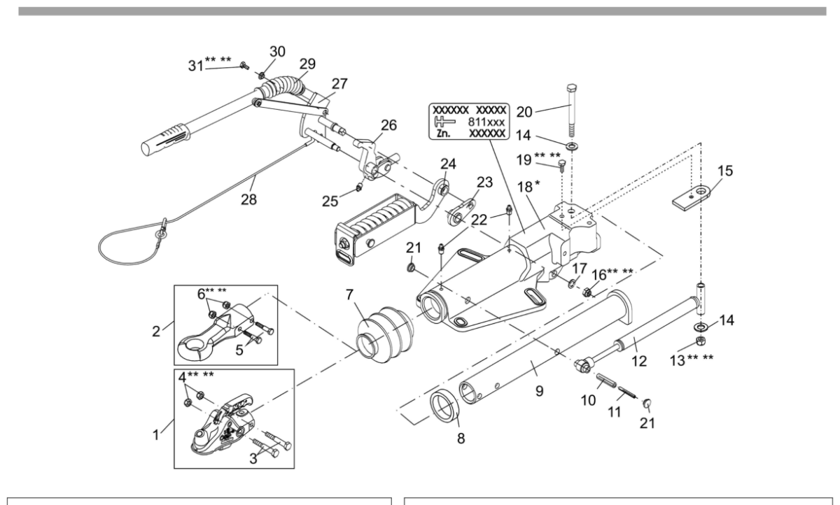 Vue éclatée Commande de freinage AL-KO Profi V 3000 ETI-Nr. 811520