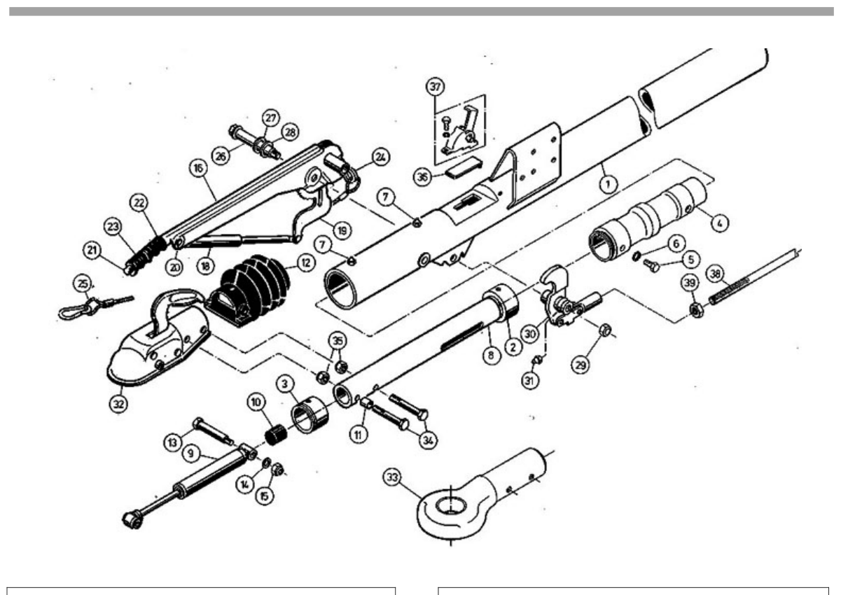 Vue éclatée Commande de freinage AL-KO 131 R Gasfeder bis 12/1988